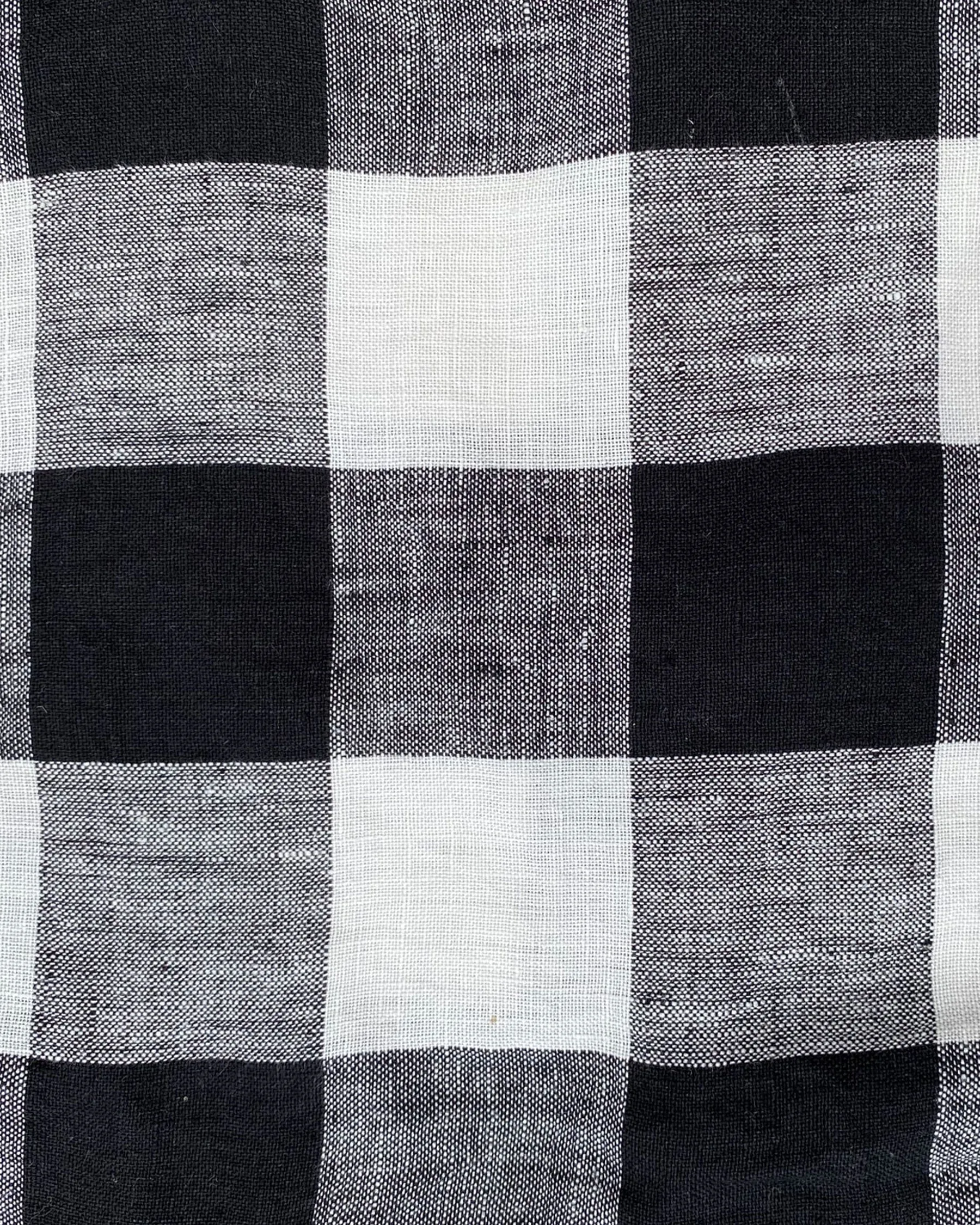 Black & White Gingham Linen Flat Sheet (US)