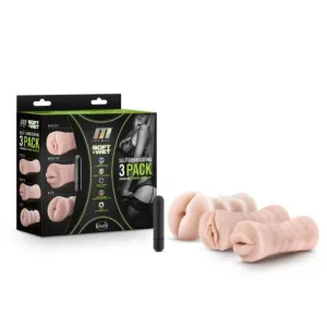 Blush M for Men 3-Pack Self Lubricating Vibrating Stroker Sleeve Kit