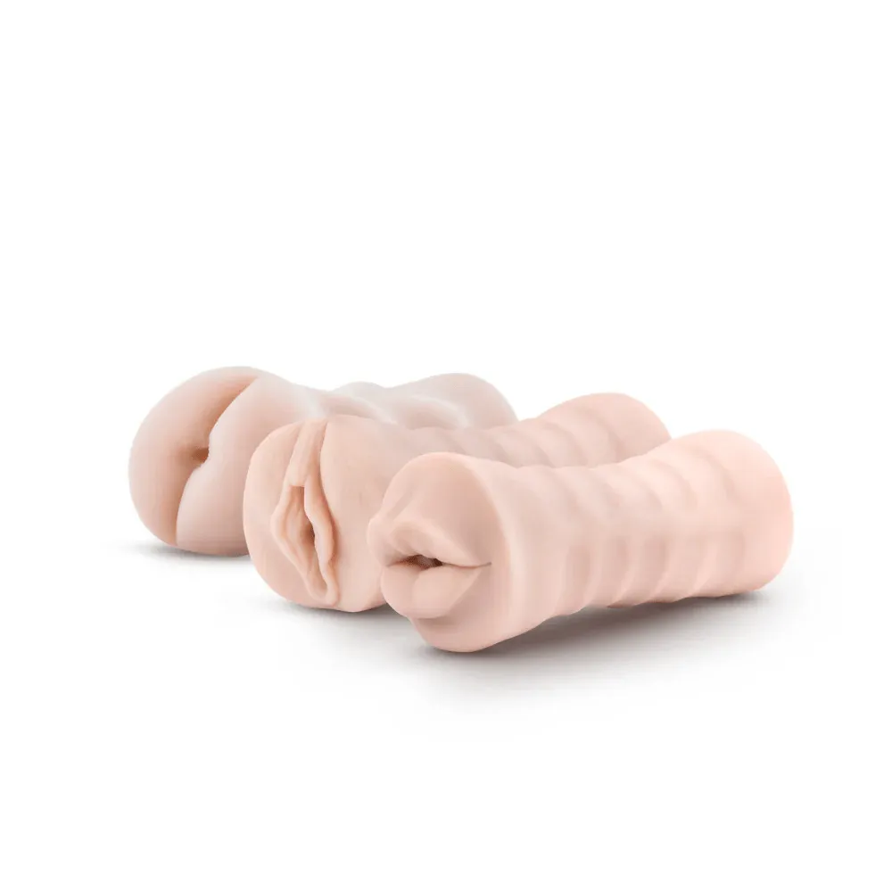 Blush M for Men 3-Pack Self Lubricating Vibrating Stroker Sleeve Kit