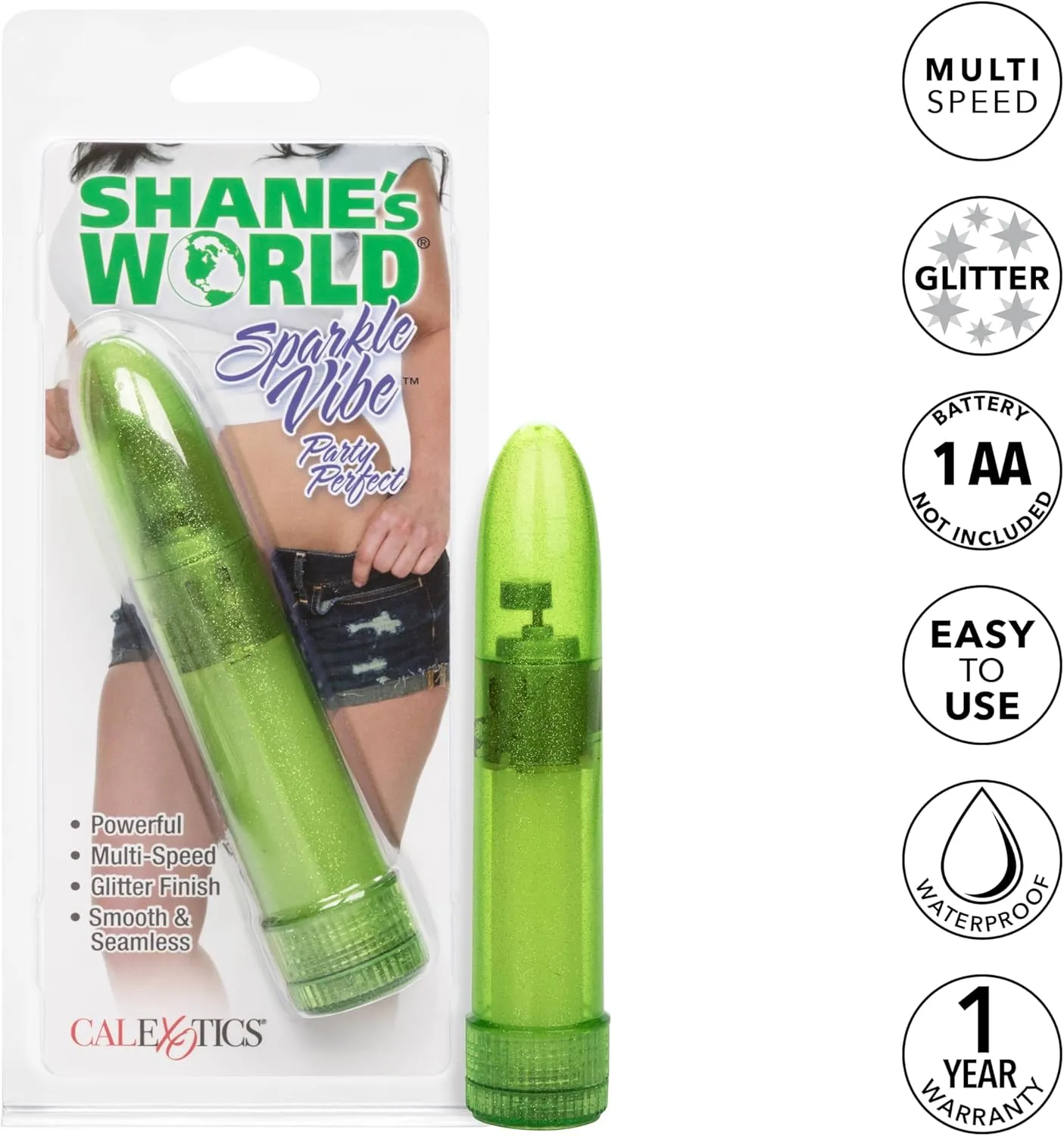 Calexotics Shane's World Sparkle Vibe Green Vibrator