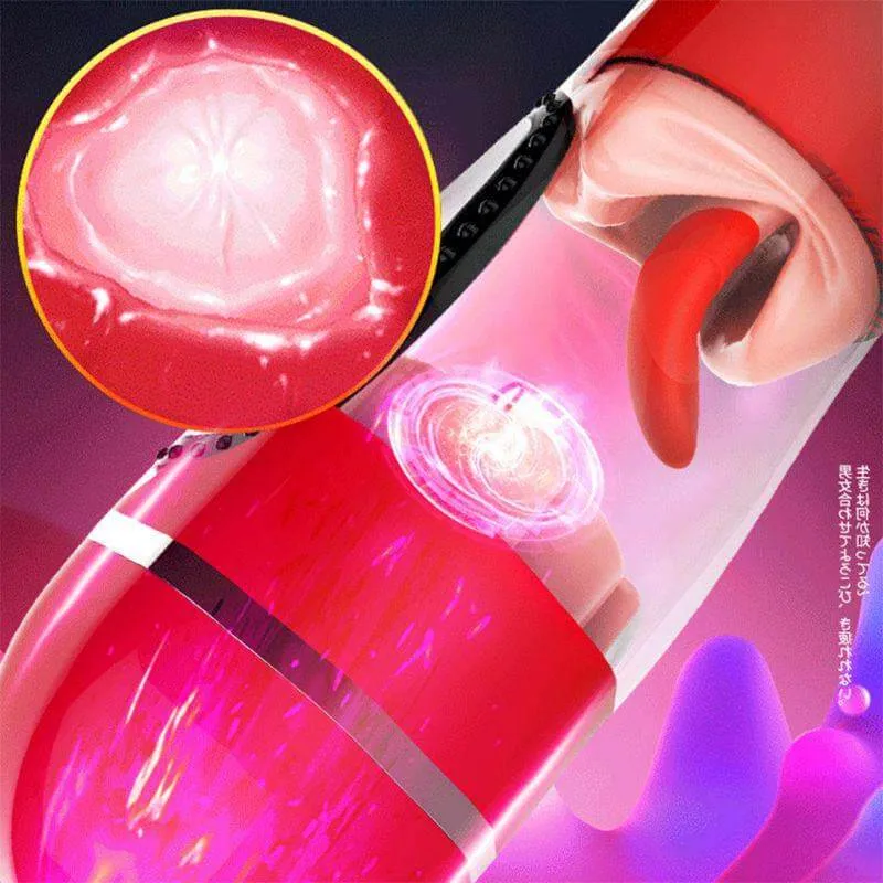 Cock Stroker Sleeve Sex Toy Intelligent Licking LED Heating