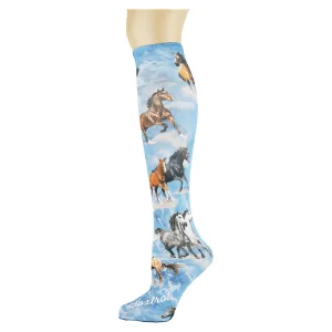 Denim Horses Adult Knee Highs