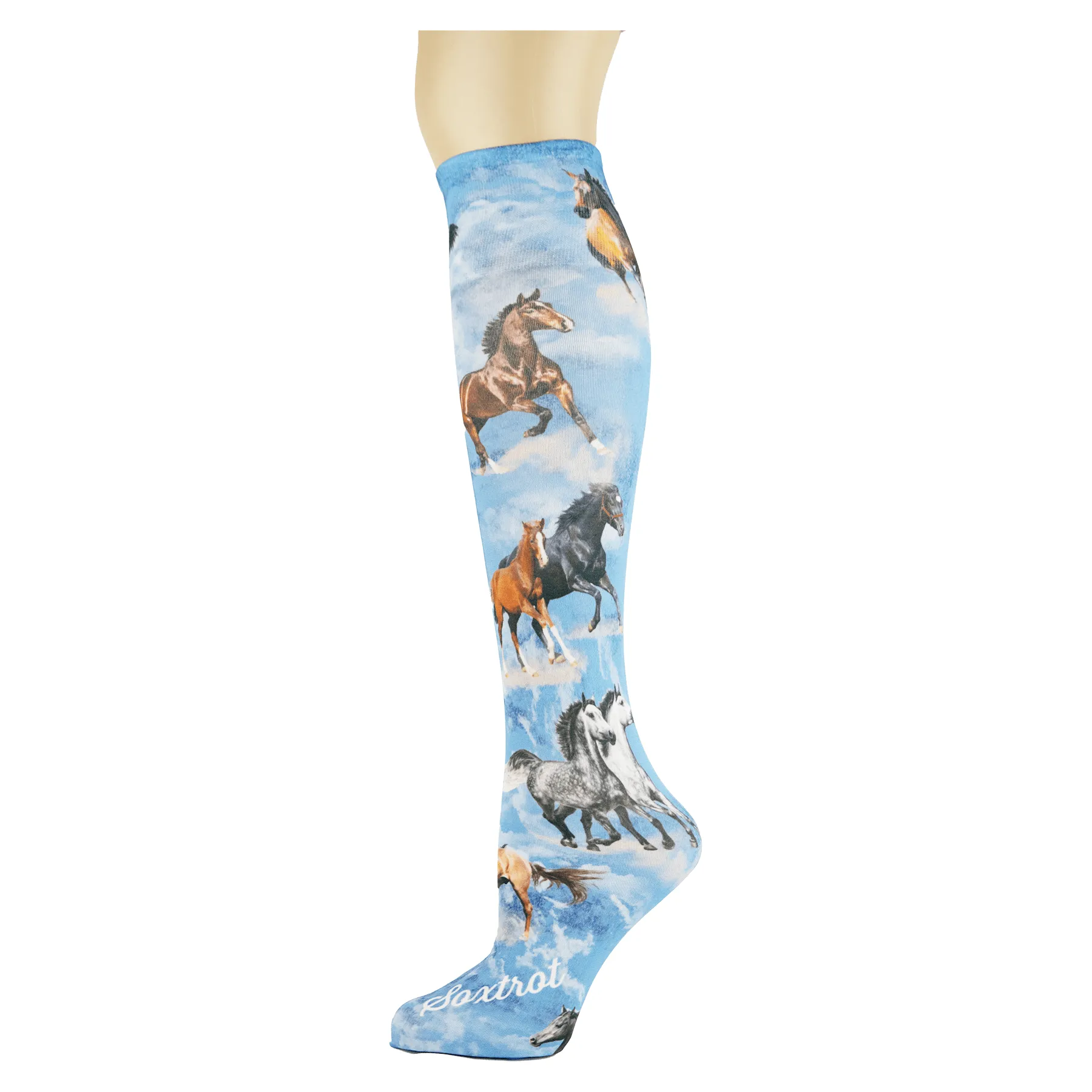 Denim Horses Adult Knee Highs