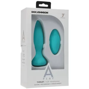 Doc Johnson A-Play Adventurous Thrust Silicone Teal Anal Plug with Remote