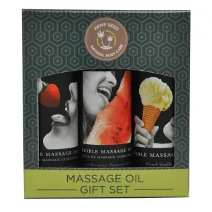 Earthly Body Edible Massage Oil Gift Set Strawberry. Vanilla. & Watermelon