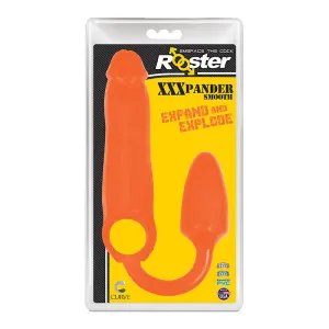 Rooster XXXPANDER Smooth Penis Extender Sheath with Cockring & Anal Plug Orange