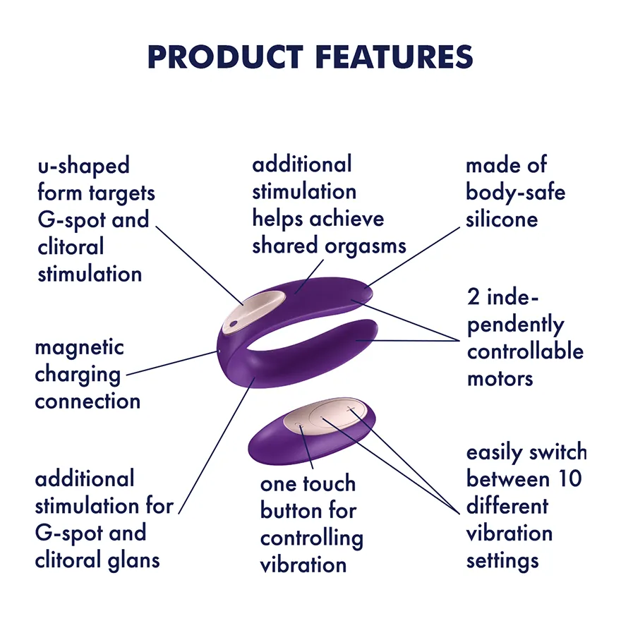 Satisfyer - Partner Double Plus Remote Control Couples Massager (Purple)
