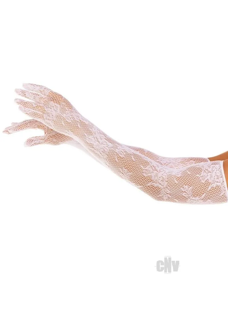 Seamless Opera  floral Net Gloves Os Wht