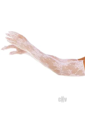 Seamless Opera  floral Net Gloves Os Wht