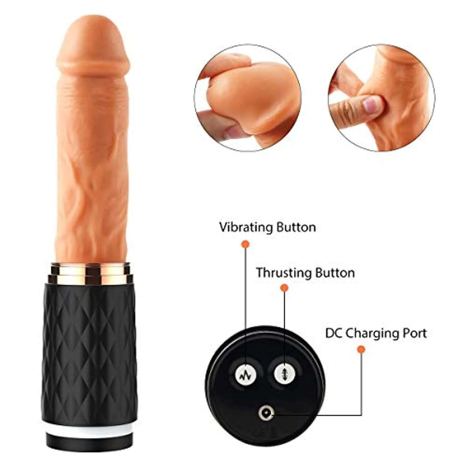 Thrusting Realistic Vibrating Dildo